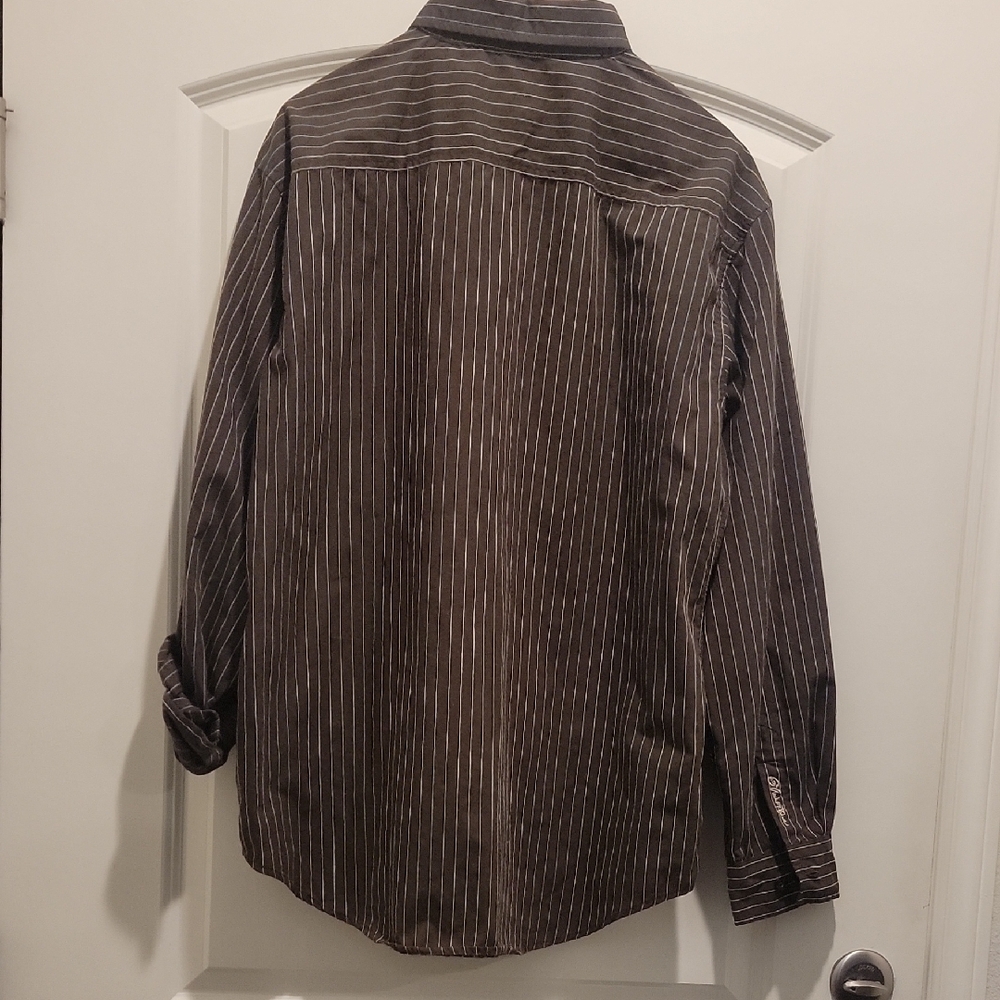 Men's Brown Striped Shirt - Picture 3 of 4